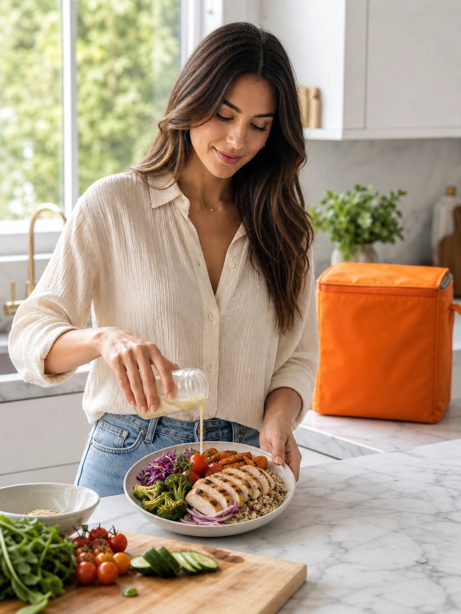 Woman preparing a healthy meal in the kitchen